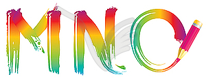 Set of rainbow letters MNO - vector clipart