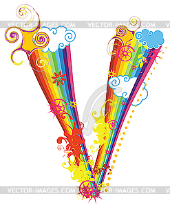 Rainbow letter V - vector image