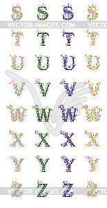 Flower alphabet STUVWXYZ - vector clipart
