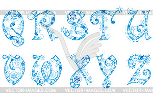 Christmas alphabet with snowflakes - vector clipart