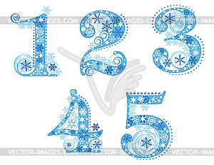 Digits with snowflakes - vector clipart