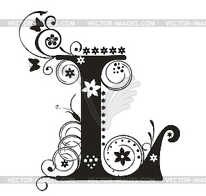 Decorative letter L with flowers for design - vector clip art