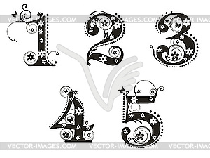 Decorative digits with flowers  - vector image