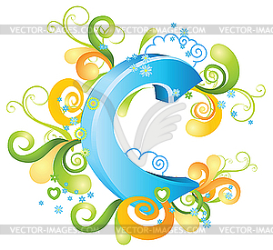 Decorative letter C - vector image