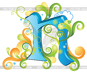 Decorative letter N - stock vector clipart