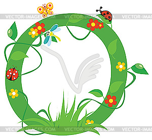 Decorative flower letter O - vector clip art