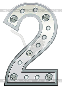 Metallic digit two - vector image