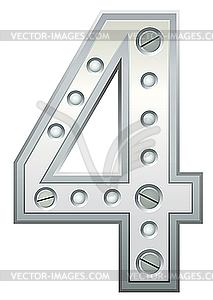 Metallic digit four - vector clipart
