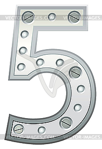 Metallic digit five - vector clip art