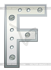 Metallic letter F - vector clip art