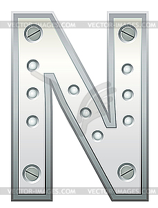 Metallic letter N - vector clip art