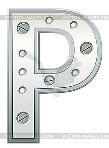 Metallic letter P - royalty-free vector clipart