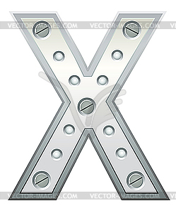 Metallic letter X - vector image