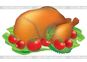 Жареная индейка с помидорами - иллюстрация в векторе