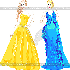 Fashion Top Models in Dresses - vector image