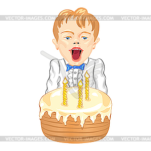 Мальчик с тортом - клипарт в векторе