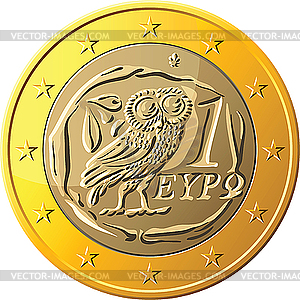 Greek coin one euro featuring owl - vector image