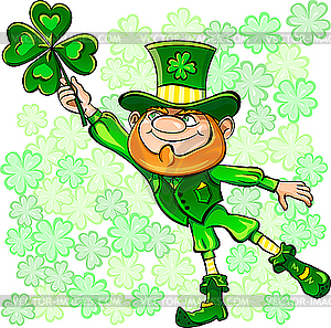 Leprechaun with leaf of clover - vector clipart