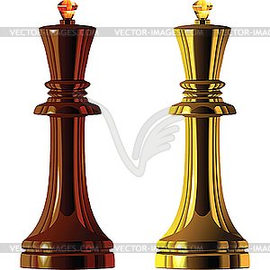 Шахматные фигуры, черный и белый короли - векторный графический клипарт