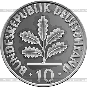 Germany Money silver coin with Oak Leaves - vector clipart