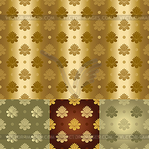 Gold and silver seamless floral pattern - vector clip art