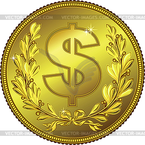 Gold Money Dollar coin - vector clip art