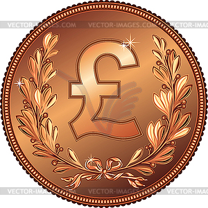 Gold Money Pound coin - color vector clipart