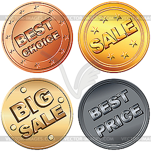 Set of gold, silver, bronze sale labels - vector image