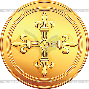 Gold coin French ecu reverse - vector image