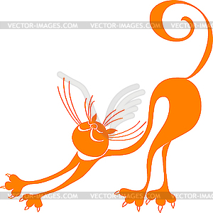 Ginger cat stretches himself - vector image