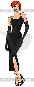 Woman in Black Dress - vector image