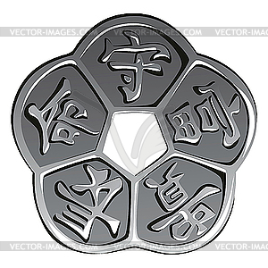 Ancient chinese coin feng shui - royalty-free vector clipart