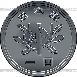 Japanese Yen coin - vector image