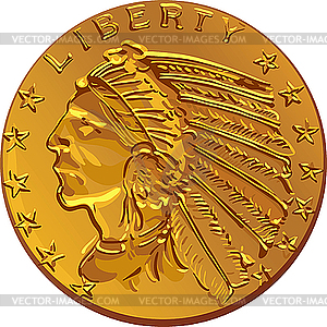 American gold coin dollar - vector image