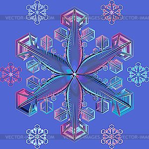 Blue transparent snowflake - stock vector clipart