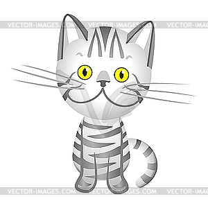 Silver gray tabby cat with yellow eyes - vector image