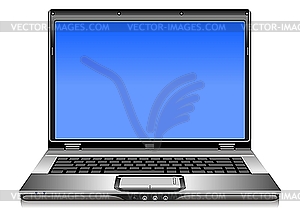 Open silver laptop - vector clip art