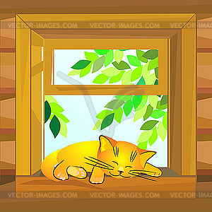 Cat on the windowsill - vector image