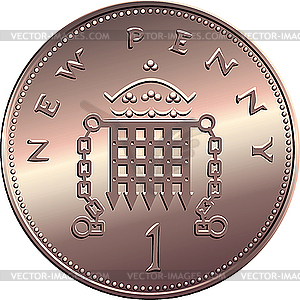 British penny coin - vector image