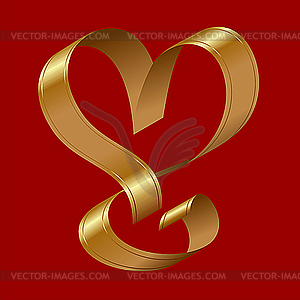 Блестящая золотая лента в форме сердца - стоковый клипарт