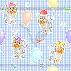 Seamless pattern with holiday dogs - vector image