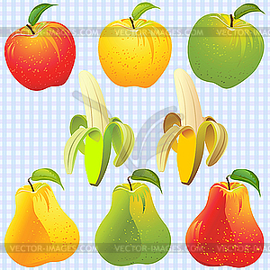 Fruits - apple, pear and banana - vector image