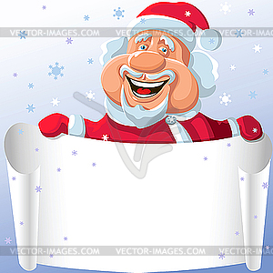 Santa Claus with paper scroll in his hands - vector image