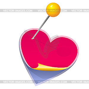 Stickers in the shape of heart with pin - vector clipart