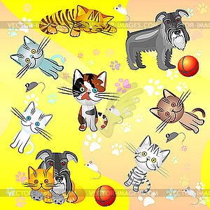 Фон с кошками и собаками - изображение в векторе / векторный клипарт