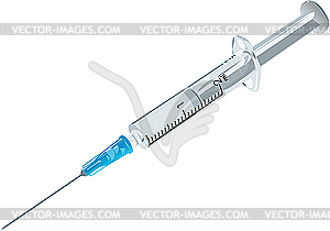 Disposable syringe with medicine - vector clipart