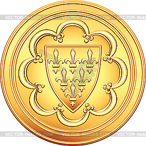 French money ecu gold coin  - vector clip art