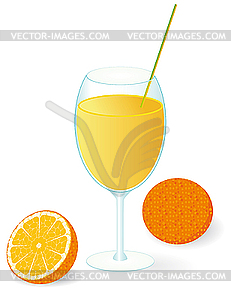 Orange juice in the glass - vector clip art