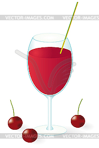 Cherry juice in the glass - vector clipart