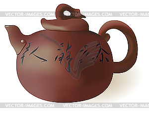 Teapot for green tea - vector image